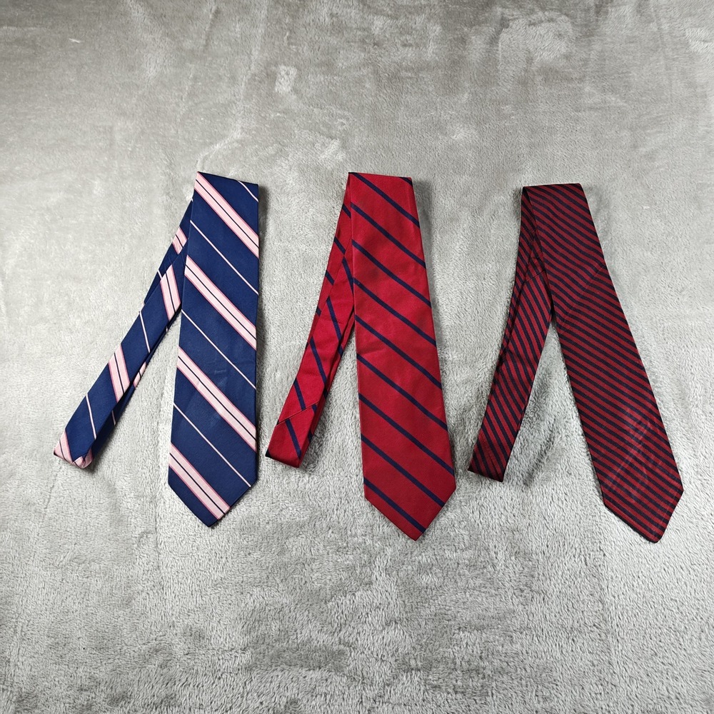 Brooks Brothers Makers Tie Lot of 3 Mens Red Blue Striped Old Money